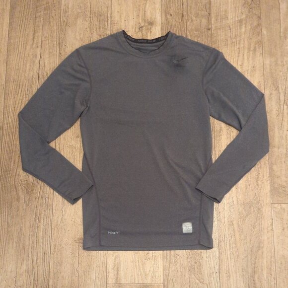 Nike Pro Mens Medium Gray Compression Top Shirt Fit Dry Active Long Sleeve Gym - Picture 7 of 11